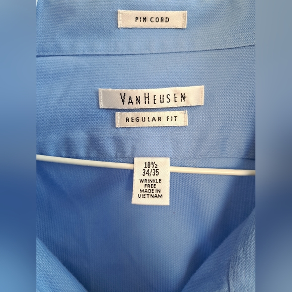 Mens Van Heusen Regular Fit Blue Button Down Dress Shirt - Picture 4 of 9